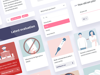 Set of UI elements | App Covid-19 app card clean design system design systems experience form illustration layout loading mobile outsystems questionnaire result stayhome staysafe styleguide styleguides typeform ux