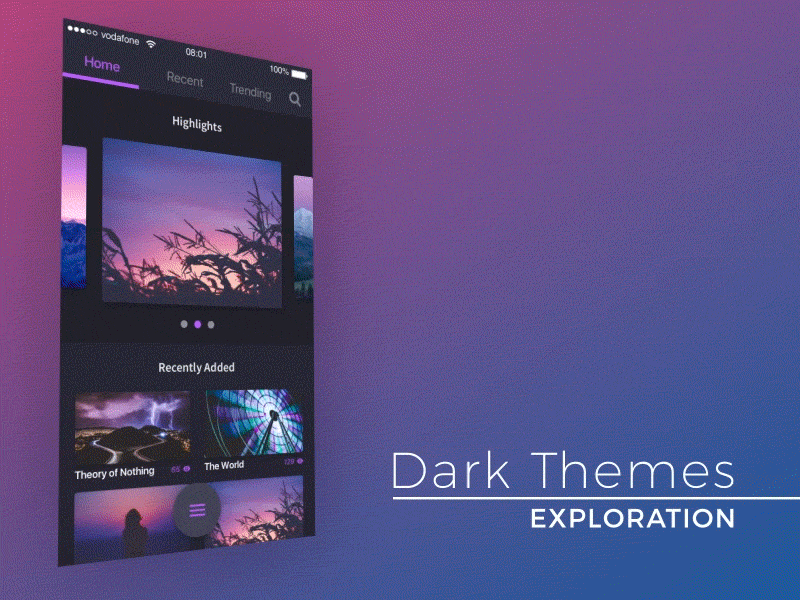 Video App Dark Theme color dark dark theme iphone mobile neon theme trendy ui ux video