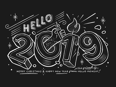 Happy 2019 Gift Card 2019 card celebration design gift card handlettering lettering letters new year numbers packaging print