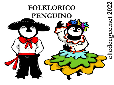Folklorico Penguino boy colorful costumes dancers digital art folklorico girl hispanic illustration mexico outfits penguins traditional