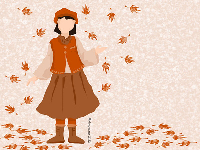Minimal Autumn Girl autumn fall girl illustration leaves mood people seasons