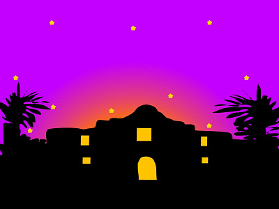 The Alamo at night digital art dusk illustration landmarks night places san antonio stars texas the alamo vector