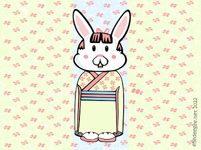 Kokeshi Usagi chinese new year digital art doll easter holidays illustration japanese kimono kokeshi rabbit vector