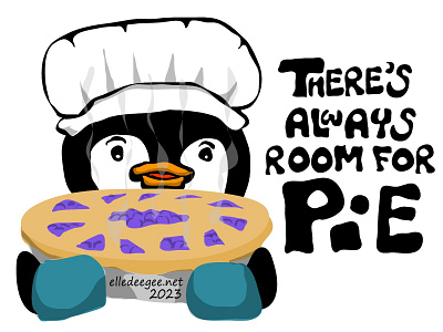 Always room for pie animals chef cooking dessert digital art food illustration penguin pie pieday vector