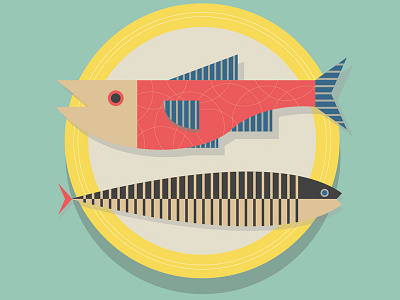 Monica Galetti - Fish commission design fish flat food illustration plate vector