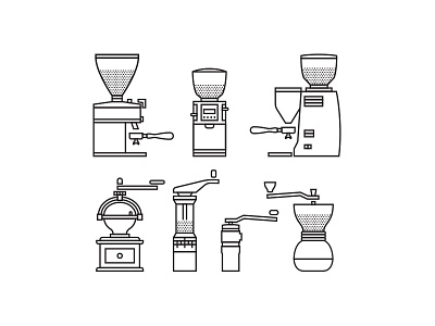 Grind coffee icons illustration monoweight