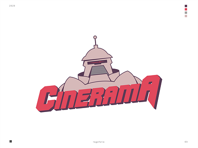 Cinerama branding cine cinema design illustration logo robot robotic typography vector