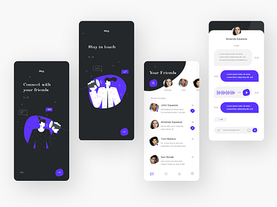 Another chat app :) app character design chat app chatting illustration message app messages messaging mobile mobile ui ui