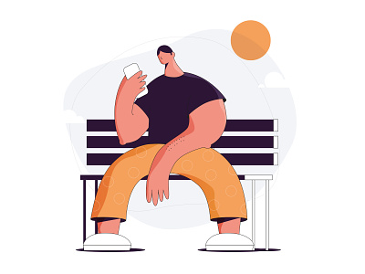 Alone in the park.. bench character character design chat daily design illustration mobile park