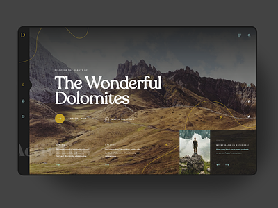 Another travel website exploration :) dolomites hero exploration hero section mountain travel travel app web