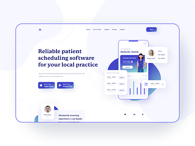 Landing page hero exploration - patient scheduling software design doctor appointment hero exploration hero section landing page patient app web