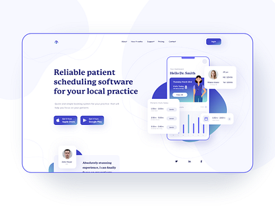 Landing page hero exploration - patient scheduling software