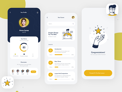 E Learning app exploration account page app character character design distance learning e learning illustraion learning app learning platform mobile app mobile app design mobile profile page mobile ui profile profile page ui vector