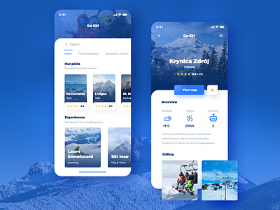 Ski resorts app by Kuba Zelichowski on Dribbble