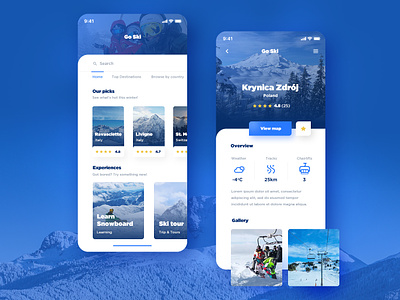 Ski resorts app app blue color design ios ski ski resort snowboard travel app