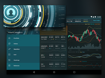 Android Trading Platform Menu Artwork android finance illustration interface material menu trading