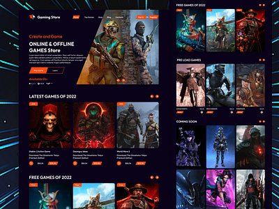 gaming website landing page