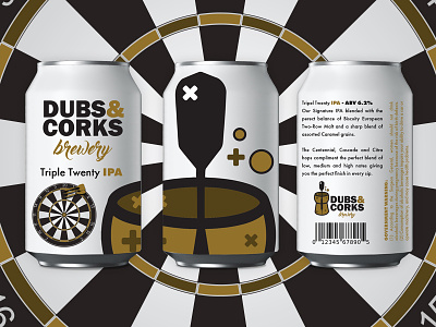 Dubs And Corks Brewery - Vector - Beer Can Concept beer beer can craftbeer darts homebrew
