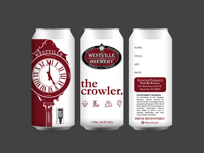 Westville Brewery Crowler Can Design adobe illustrator beer branding craftbeer graphic design illustration vector