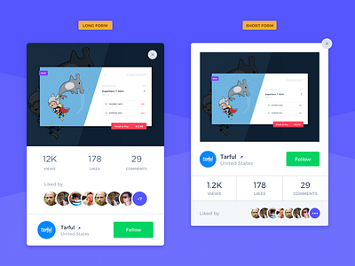Shot Card variations card design dailyui dashboard component features layout flow process framework concept layout product template profile followers stats ui ux web app