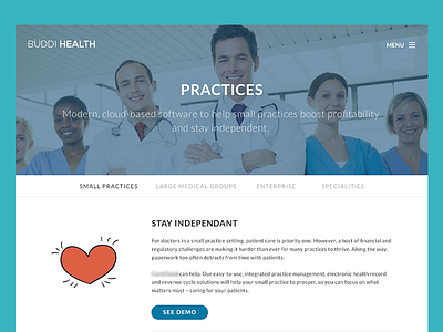Web page - Mock (WIP) clean medical minimal web page