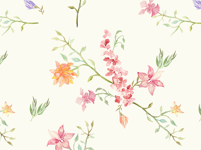 Orchids in Watercolour illustration pattern watercolour