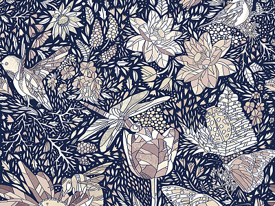 Wings & Wanderings floral illustration pattern