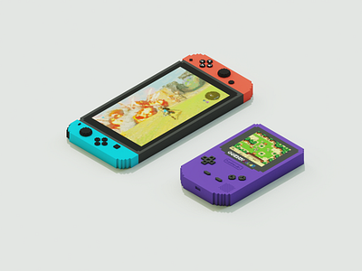 Nintendo Switch & The Game Boy Color 3d 3d modeling app color palette design gameboy magicavoxel nintendo nintendo switch videogames voxel