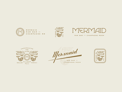 Mermaid Raw Bar & Champagne Room bar branding champagne champagne room custom script custom type design illustration logo luxury mermaid mermaid bar raw raw bar rawbar