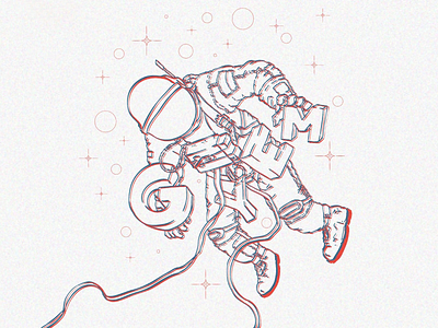 Spaceman astronaut design illustration painting sketch space vector