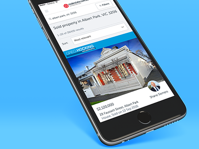 Mobile first, responsive web app for property australia buy portal property real estate sold spa