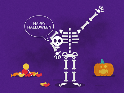 Happy Halloween!! candy halloween illustration pumpkin skeleton