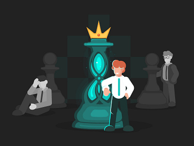 Marketing strategy stand out and win! business chess digital illustration illustrator marketing strategic trainingspace vector