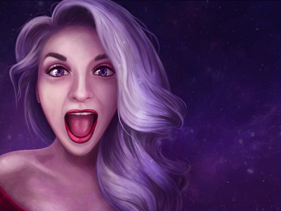 Screaming Girl digital 2d fan art girl hair illustration photoshop portrait sings space