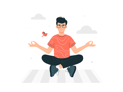 Meditation birdie boy glasses illustration illustrator meditation vector