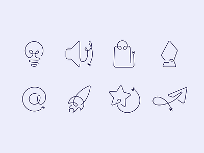 Icons one line audio bulb business design digital icons one line illustration illustrator one line rocket score star telegram trainingspace ts vector тренингспэйс тс