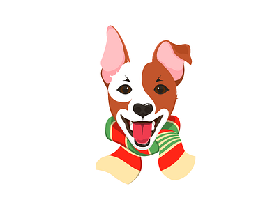 Christmas dog 2018 animals dog illustration illustrator jack russell new year vector