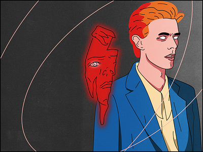 Bowie" bowie illustration line monochrome poster texture vector