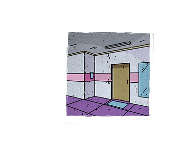 Think before you go. door flat illustration line room secret