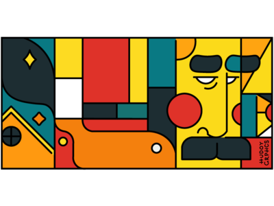 Abstract face abstract colors black color face illuatration line orange red yellow