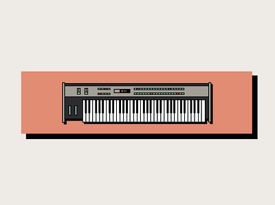 Yamaha DX7 1 color design flat illustration line logo music art piano synth vector