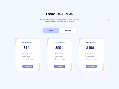 Pricing Table Concept for OfferPress