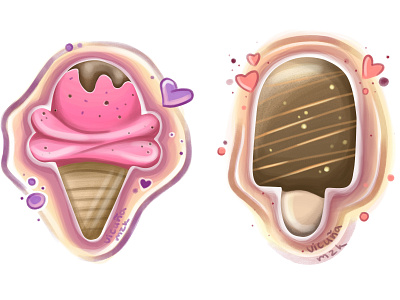 Ice-cream set 2d art book illustration colorful illustration illustration krita pencil