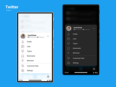 Twitter redesign: menu design ui uiux ux