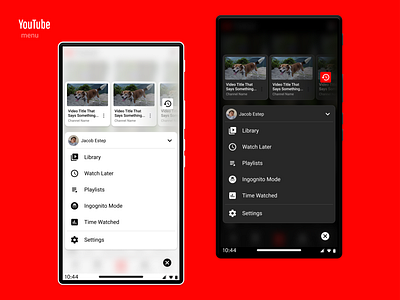 YouTube redesign: menu mobile ui uiux ux