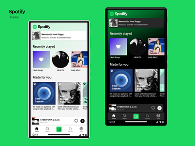 Spotify redesign: home mobile phone ui uiux ux