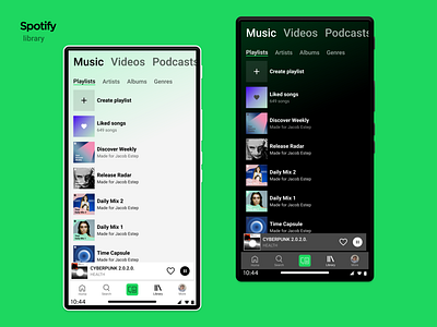 Spotify redesign: library mobile ui uiux ux