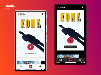 Stadia redesign: Home mobile phone ui uiux ux