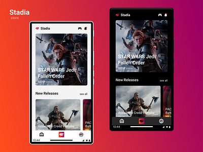 Stadia redesign: store mobile phone ui uiux ux