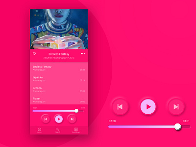 03. Pink Matte Neumorphic apple interface itunes music music player product product design spotify ui ui design